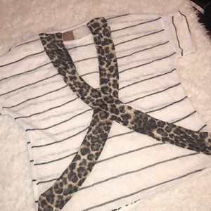 Beige Striped Blouse w/ open back